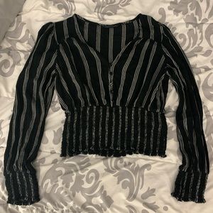 American Eagle Black and White Striped Blouse